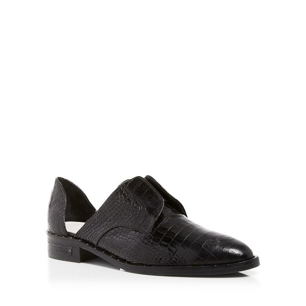 Freda Salvador Laceless Croc d'Orsay Leather Oxfords in Black Women's 9